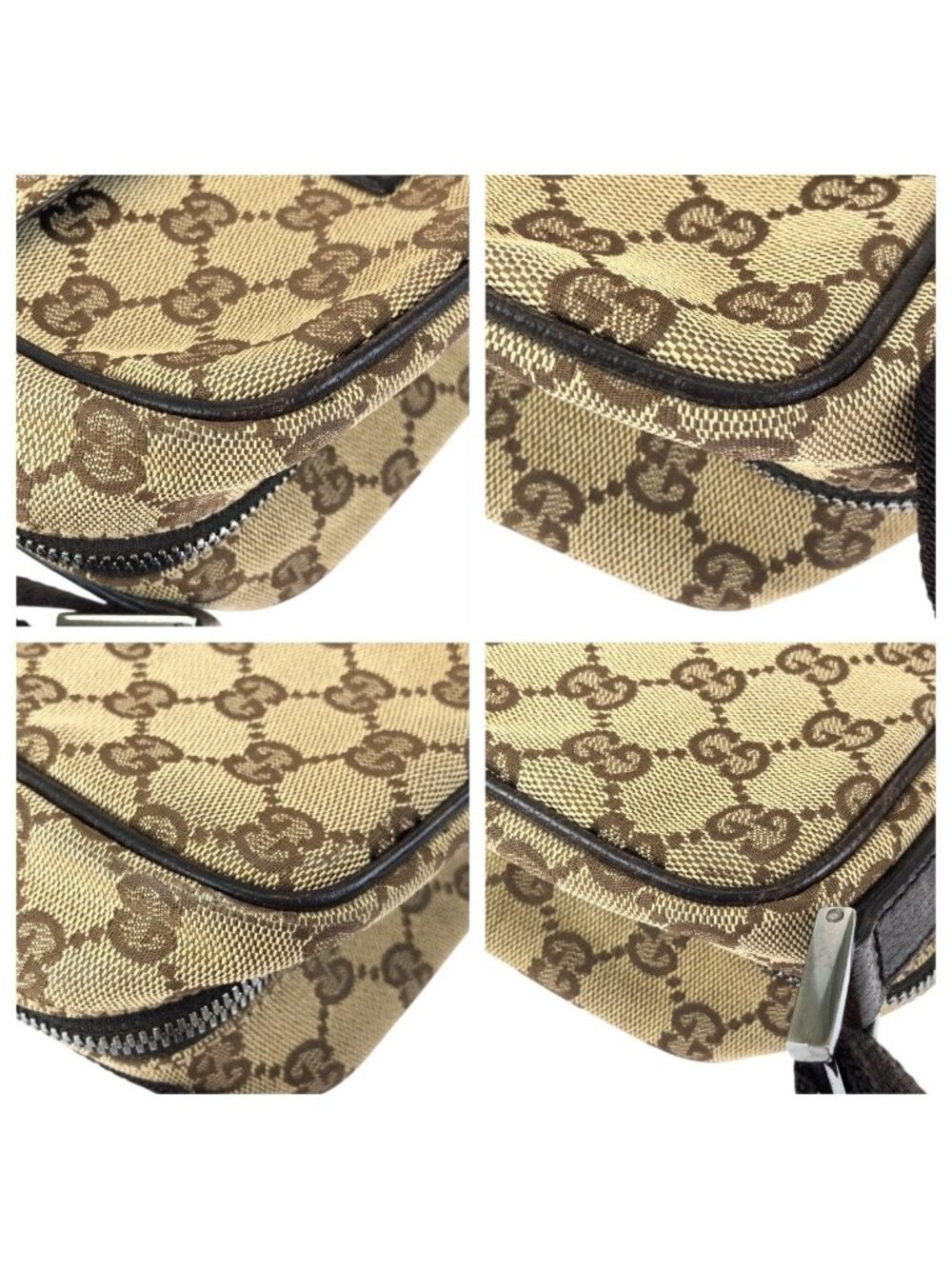 Gucci Beige Brown GG Canvas Leather Shoulder Bag - Picture 4 of 9